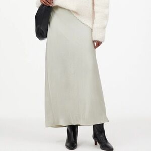 Madewell steel 
Satin Maxi Slip Skirt